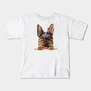 dog in pocket funny puppy for dog lover Yorkshire Terrier Kids T-Shirt